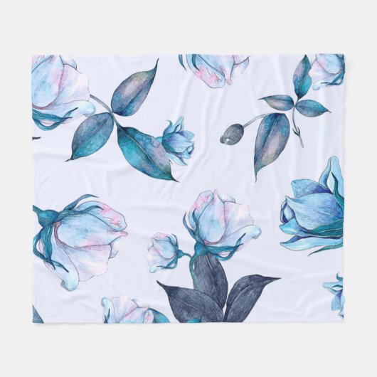 Couverture Polaire Fleurs aquarelles 10 (Devant (Horizontal))