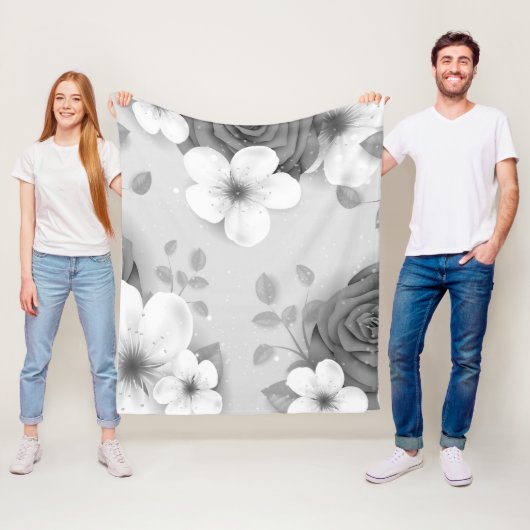 Couverture Polaire Fleurs aquarelles 15 (En situation)