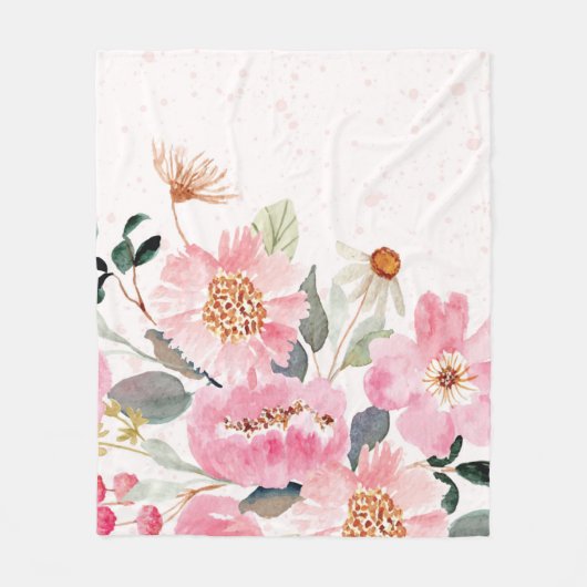 Couverture Polaire Fleurs aquarelles 5 (Devant)
