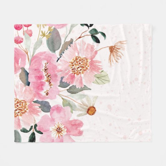 Couverture Polaire Fleurs aquarelles 5 (Devant (Horizontal))