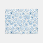 Couverture Polaire Fleurs aquarelles bleues et blanches (Devant (Horizontal))