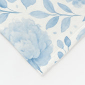 Couverture Polaire Fleurs aquarelles bleues et blanches (Coin)