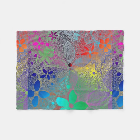 Couverture Polaire Fleurs Arc En Ciel (Devant (Horizontal))
