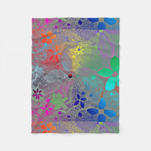 Couverture Polaire Fleurs Arc En Ciel (Devant)