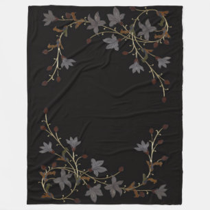 Couverture Polaire Fleurs Art Déco sur fond noir
