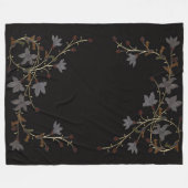 Couverture Polaire Fleurs Art Déco sur fond noir (Devant (Horizontal))