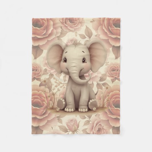 Couverture Polaire Fleurs au pastel doux (Devant)
