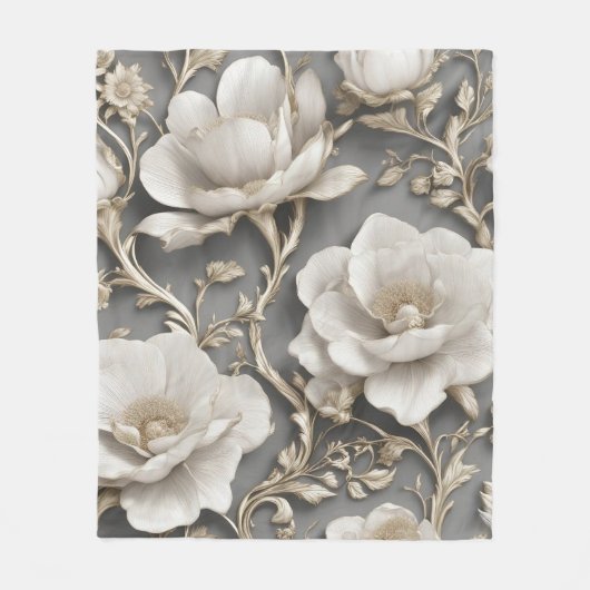Couverture Polaire Fleurs blanches (Devant)