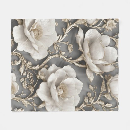 Couverture Polaire Fleurs blanches (Devant (Horizontal))