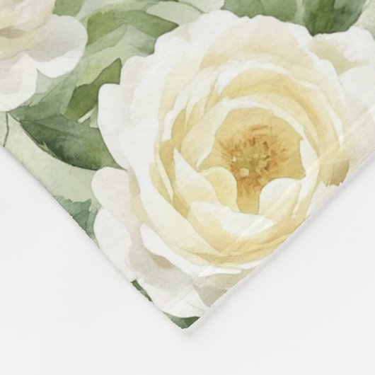 Couverture Polaire Fleurs Blanches Chic pour une Mariée (Coin)