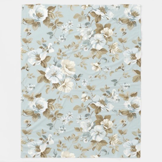 Couverture Polaire Fleurs blanches élégantes (Devant)