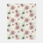 Couverture Polaire Fleurs blanches et roses.  (Devant)
