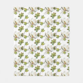 Couverture Polaire Fleurs blanches Feuilles verts (Devant)