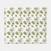 Couverture Polaire Fleurs blanches Feuilles verts (Devant (Horizontal))