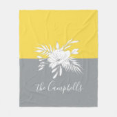 Couverture Polaire Fleurs blanches modernes sur bloc de couleur perso (Devant)