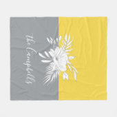 Couverture Polaire Fleurs blanches modernes sur bloc de couleur perso (Devant (Horizontal))