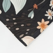Couverture Polaire Fleurs blanches orange Noir (Coin)