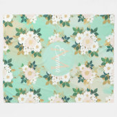 Couverture Polaire Fleurs blanches romantiques Conception de l'aquare (Devant (Horizontal))