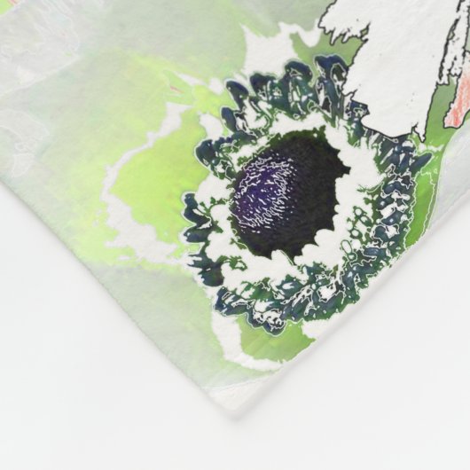 Couverture Polaire Fleurs blanches, roses. (Coin)