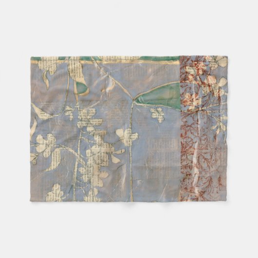 Couverture Polaire Fleurs blanches sur Arrière - plan de papier journ (Devant (Horizontal))