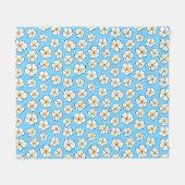 Couverture Polaire Fleurs blanches sur fond bleu (Devant (Horizontal))