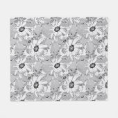 Couverture Polaire Fleurs blanches sur gris clair. (Devant (Horizontal))