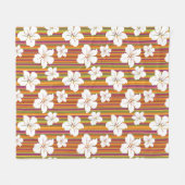 Couverture Polaire Fleurs blanches sur un arrière - plan rayé (Devant (Horizontal))