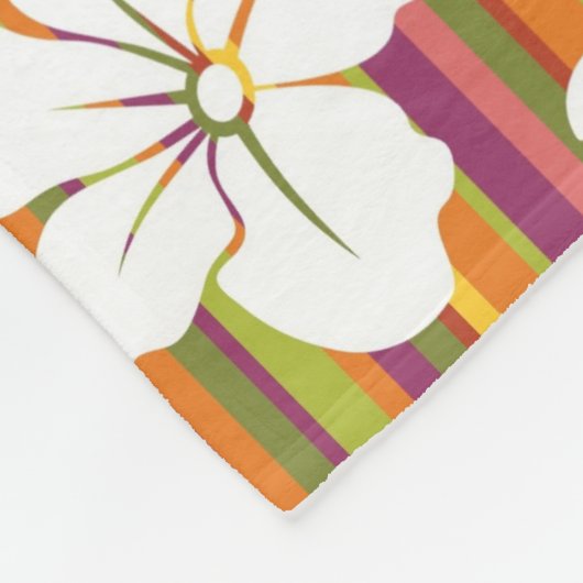 Couverture Polaire Fleurs blanches sur un arrière - plan rayé (Coin)