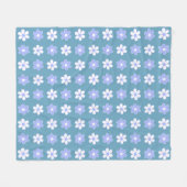 Couverture Polaire Fleurs Bleu Ciel et Blanches sur Fond Bleu (Devant (Horizontal))