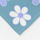Couverture Polaire Fleurs Bleu Ciel et Blanches sur Fond Bleu (Coin)