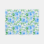 Couverture Polaire Fleurs bleu d'eau (Devant (Horizontal))