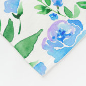Couverture Polaire Fleurs bleu d'eau (Coin)