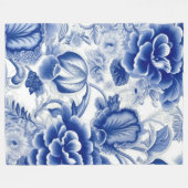 Couverture Polaire Fleurs Bleu Indigo (Devant (Horizontal))