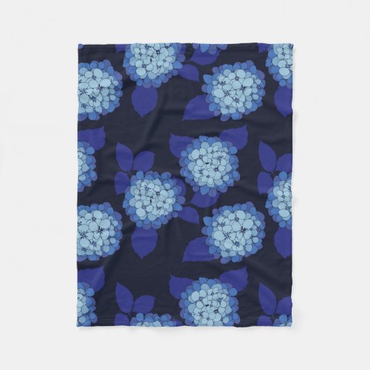 Couverture Polaire Fleurs bleu marine Hydrangea Motif floral (Devant)