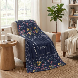 Couverture Polaire Fleurs Bleu Unique Nana Petits-enfants
