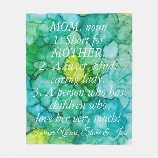 Couverture polaire "Fleurs bleu-vert" Personnalise (Devant)