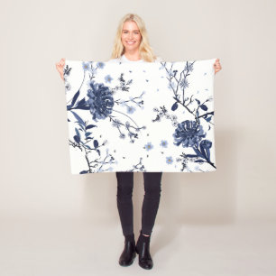 Couverture Polaire Fleurs bleues