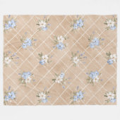 Couverture Polaire Fleurs Bleues Blanches Beige (Devant (Horizontal))