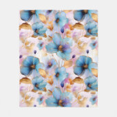 Couverture Polaire Fleurs bleues Encre d'alcool dans les pastels doux (Devant)