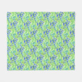 Couverture Polaire Fleurs Bleues Et Grass Motif D'Art Naturel (Devant (Horizontal))