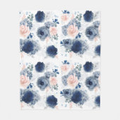 Couverture Polaire Fleurs bleues et roses rousses élégantes et élégan (Devant)