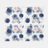 Couverture Polaire Fleurs bleues et roses rousses élégantes et élégan (Devant (Horizontal))