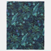Couverture Polaire Fleurs bleues Feuilles tropicales (Devant)