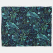 Couverture Polaire Fleurs bleues Feuilles tropicales (Devant (Horizontal))