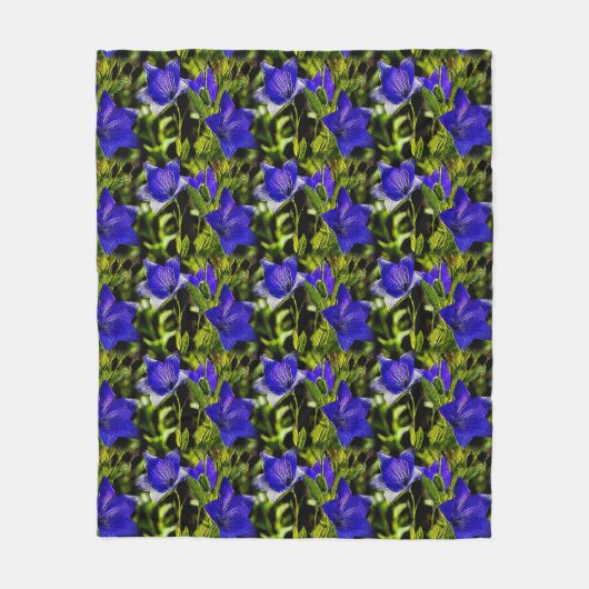 Couverture Polaire Fleurs Bleues Motif d'art nature (Devant)