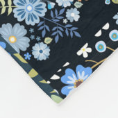 Couverture Polaire Fleurs Bleues Patchwork : Tissu sans couture. (Coin)