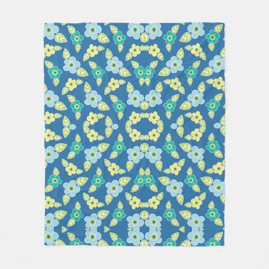 Couverture Polaire Fleurs bleues rétro (Devant)