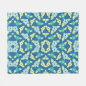 Couverture Polaire Fleurs bleues rétro (Devant (Horizontal))
