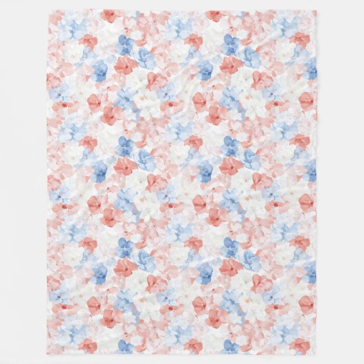 Couverture Polaire Fleurs Bleues Rouges Anniversaire (Devant)
