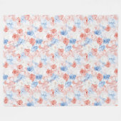 Couverture Polaire Fleurs Bleues Rouges Anniversaire (Devant (Horizontal))
